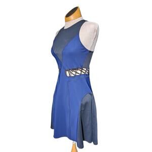 Jonathan Simkhai x Carbon38 Zaha Blue Black Cutout Mesh Mini Dress Sz S NWT